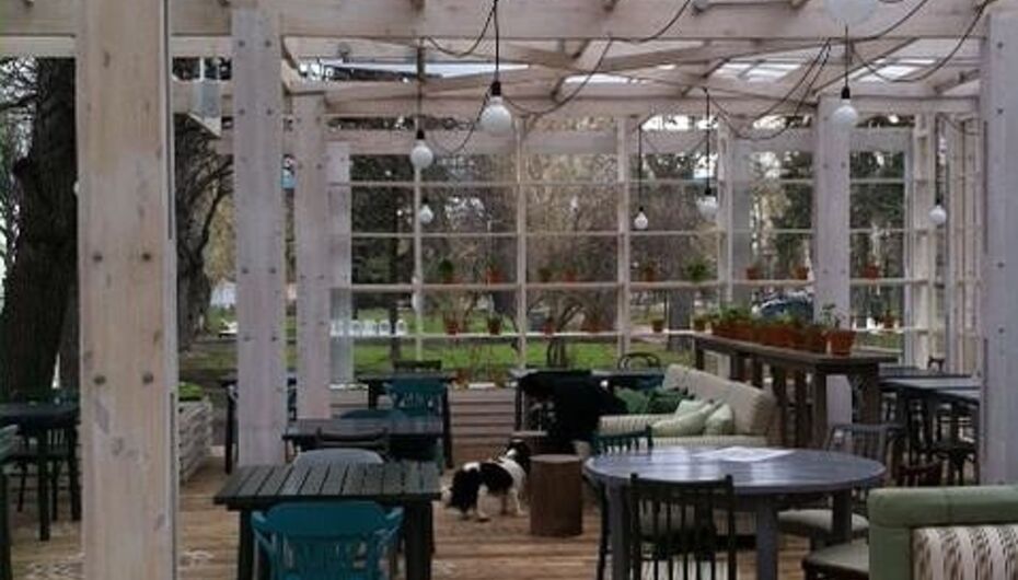 Кафе Теплица в саду