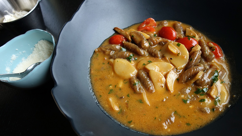 «Паста Ньекетти Сарди «Бородино» с белыми грибами и боскойолло»