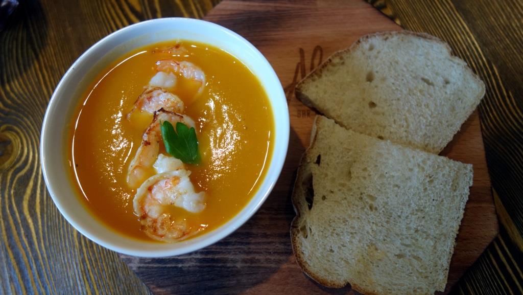 Тыквенный суп с креветками